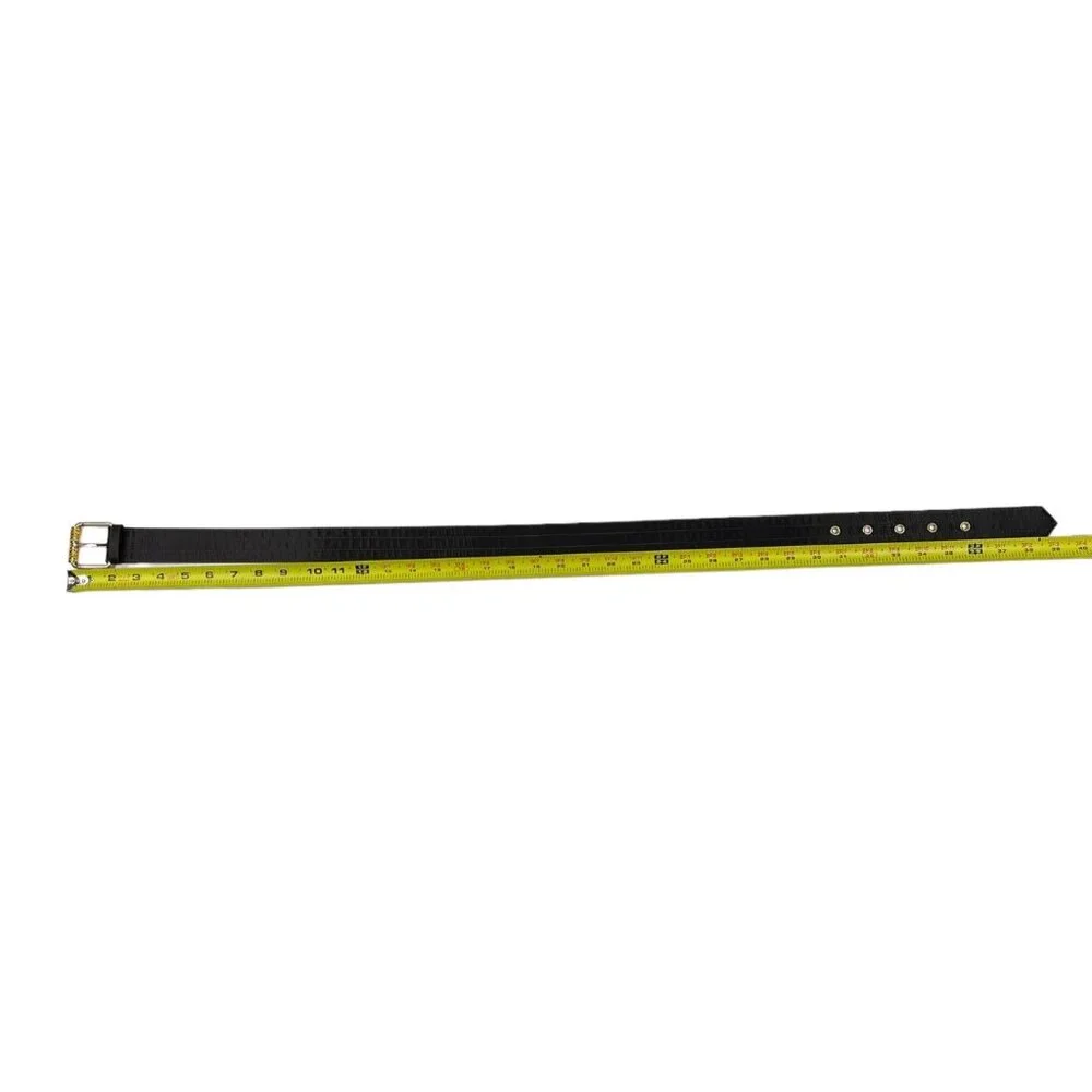 Gap Satin Brown Belt Yellow Bedazzles on Goldtone Buckle Stitch Detail Tiny Flaw